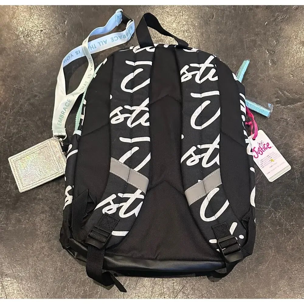 Girls Justice Backpack. School Bag, book bag, New with tags. Black and White